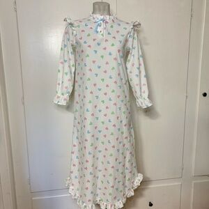 Vintage Girls Fleece Glittery Heart Long Sleeve Nightgown